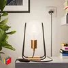 Image de creative cables Taché Metal, Lampe de Table avec câble Textile, Interrupteur et fiche Bipolaire - avec Ampoule, Noir et Blanc avec câble Zig Zag