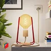 Image de creative cables Taché Wood, Lampe de Table avec câble Textile, Interrupteur et fiche Bipolaire - avec Ampoule, Rouge avec câble Jute