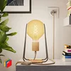Image de creative cables Taché Wood, Lampe de Table avec câble Textile, Interrupteur et fiche Bipolaire - avec Ampoule, Zig Zag Gris foncé avec câble Jute
