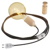 Image de creative cables - Snake, câblage avec Douille en Bois, fiche et Interrupteur avec Passe-câble en Bois Rolé - sans Ampoule, Neutre