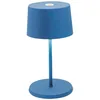 Image de Zafferano, Lampe Olivia Mini, Lampe de Table Portable et Rechargeable avec Contrôle Tactile, Adaptée pour le Salon et l'Extérieur, Dimmer 2200-3000 K, Hauteur 22 cm, Couleur Bleu Capri