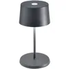 Image de Zafferano, Lampe Olivia Mini, Lampe de Table Portable et Rechargeable avec Contrôle Tactile, Convient pour le Salon et l'Extérieur, Dimmer 2200-3000 K, Hauteur 22 cm, Couleur Gris Foncé