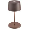 Image de Zafferano, Lampe Olivia Mini, Lampe de Table Portable et Rechargeable avec Contrôle Tactile, Adaptée pour le Salon et l'Extérieur, Dimmer 2200-3000 K, Hauteur 22 cm, Couleur Corten