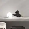 Image de Karman Lampe à poser Maoo, céramique noire, verre, figurine de chat