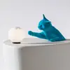 Image de Karman Lampe à poser Maoo, céramique bleu clair, verre figure de chat