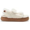 Image de Moon Boot pour femme. 80D2420020 Sandales en cuir de shearling blanc cassé (38), Plat, 1 à 3 cm, Velcro, Casuel