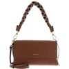 Image de Coccinelle Cuir sac à épaule bandoulière Boheme Grana Double Shoulder Bag Cognac/Noir brun