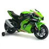 Image de Kawasaki Ninja Moto électrique pour enfants de 3 à 6 ans, 12 V, avec autonomie de 2 h, lumières sonores, MP3, roues d'accélérateur, poignée 6 km/h INJUSA