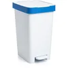 Image de TATAY Poubelle de Cuisine Smart, Capacité 25L, Pédale Rétractable, Polypropylène, Sans BPA, Sac Poubelle 30L. Bleu. Dimension 26 x 36 x 47cm