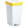 Image de TATAY Poubelle de Cuisine Smart, Capacité 25L, Pédale Rétractable, Polypropylène, Sans BPA, Sac Poubelle 30L. Jaune. Dimension 26 x 36 x 47cm