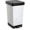 Image de TATAY Poubelle de Cuisine Smart, Capacité 25L, Pédale Rétractable, Polypropylène, Sans BPA, Sac Poubelle 30L. Marbre. Dimension 26 x 36 x 47 cm