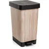 Image de TATAY Poubelle de Cuisine Smart, Capacité 25L, Pédale Rétractable, Polypropylène, Sans BPA, Sac Poubelle 30L. Bois. Dimension 26 x 36 x 47cm