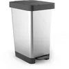 Image de TATAY Poubelle de Cuisine Smart, Capacité 25L, Pédale Rétractable, Polypropylène, Sans BPA, Sac Poubelle 30L. Gris Metallise. Dimension 26 x 36 x 47cm