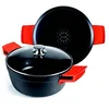 Image de IBILI - Casserole Excellent titanio en fonte d’aluminium, couvercle en verre et poignées en silicone, 28 cm, Antiadhésif, Compatible avec l’induction