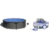 Image de GRE - Kit Piscine hors sol acier ronde grise anthracite - Ø370 x H132 (Livrée avec filtre à sable + échelle)