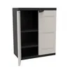Image de Armoire basse 2 portes TITANIUM PLASTIKEN avec étagères - Beige et Noire - Intérieur/Extérieur