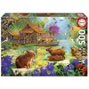 Image de Educa - Village des Capybaras Puzzle 500 pièces | Capybara Animaux Mignons Village Nature Illustration | 48 x 34 cm | Dès 11 Ans (20547)