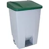 Image de Conteneur de recyclage 80 L Gris avec couvercle Vert   Poubelle sélective avec pédale, roues et poignée ergonomique, plastique résistant et facile à nettoyer | Denox