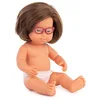 Image de Miniland Poupee BÉBÉ Fille CAUCASIENNE avec Syndrome du Down avec Lunettes 38 CM Beige, 31110