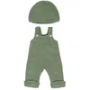 Image de Miniland Dolls : Ensemble de vêtements en Tricot, fabriqué avec des matériaux recyclés, pour poupée bébé de 38 cm. Modèle : Salopette et Bonnet en Vert.