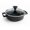 Image de Lacor - 25160 - Casserole avec mini couvercle en APFO en fonte d’aluminium 100% libre, bicouche antiadhésive, convient à l’induction, couvercle en verre trempé, Ø 16 x 5cm, noir