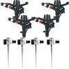 Image de Kit 4 ARROSEUR D'IRRIGATION AGRICOLE à angle réglable. Atteignez 13-18 MTS. Filetage mâle 3/4". Comprend 4 brochette de support de gicleur en métal et des adaptateurs