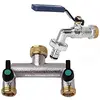 Image de Robinet de jardin avec double sortie femelle 3/4" Sortie 2 voies mâle Chromé + Bifurador 2 sorties métal