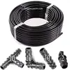 Image de Suinga. DRIP IRRIGATION Pack 16MM: Tuyau pour arrosage en Goutte à Goutte, 16 mm x 100 m, 4 bar Noir + 10 Tee + 10 Coude + 10 Pfandrecht + 2 Bouchon