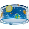 Image de Dalber Plafonnier Enfant, Lampe de Plafond pour Chambre d’Enfant, Luminaire, Planets planètes système solaire Bleu, 41346M, E27-2 x 15W