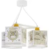 Image de Dalber lampe Suspension Enfant 3 lumières Good Night Hiboux Hibou Animaux Beige, lustre chambre enfant, 63394, E27