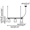 Image de FARO BARCELONA Suspension Studio, rose, décentrée, longueur 91 cm, 3 lampes