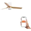 Image de Faro Mini Punt Tub Petit ventilateur de plafond 3 pales blanc mat, érable, avec éclairage 2700-4000-6000 K, système intelligent Tuya