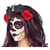 Image de ATOSA serre-tête fleurs jour des morts halloween rouge et noire