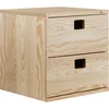 Image de Cube de rangement 2 tiroirs pin masif - 36.2 x 36.2 x 33 cm - bois brut