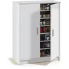 Image de Meuble à chaussures armoire BASIC - 2 portes + 6 étagères - Mélaminé blanc - 30 paires - L75 x P36 x H101 cm