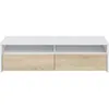 Image de Meuble TV - KIOTO - Blanc Artik / Chêne Canadien - 2 portes - 2 niches - 130 x 42 x 36 cm