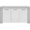 Image de Buffet - AMBIT - Effet béton satiné / Blanc Artik - 3 portes
