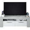 Image de Meuble TV - AMBIT - Effet Béton / Blanc Artik - 2 portes - 2 niches - 120 x 42 x 40 cm