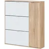 Image de Meuble à chaussures - CLASS - 3 tiroirs abattants et 1 porte - Chêne et blanc - L106xP22xH115cm