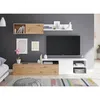 Image de Ensemble meuble TV réversible JULIA - Mélaminé blanc et chêne - 2 Portes battantes - L220 x P40 x H 44 cm