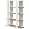 Image de Habitdesign Étagère Deia 5 étagères Couleur Blanche artik et chêne nodi pour Salon Bureau Moderne 136 x 108 x 31 cm