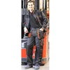 Image de JUBA Pantalon Long Multipoches 65 % Polyester, 35 % Coton, Noir avec Détails Orange - Taille : S