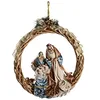 Image de DKD Home Decor Crèche de Noël de la Marque, Couleur Bleu et doré, en Polyester (30 x 5 x 30 centimètres)