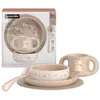 Image de Suavinex, Set Vaisselle Bébé. Coffret Repas Enfant, 5 pièces. Comprend : Assiette + Bol + Tasse + Cuillère + Nappe Antidérapante. 6+ Mois. Durable, Apte pour le lave-vaisselle, Micro-onde. Rose