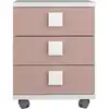 Image de Chevet 3 tiroirs BILBAO coloris blanc/ rose antique