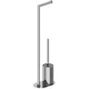 Image de COSMIC Architect SP Base Porte-Rouleaux avec Balayette Intégrée pour Salle de Bain. Support de Sol pour Papier Hygiénique avec Balayette de Salle de Bain en Acier Inoxydable, Chrome