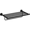 Image de Cosmic Architect SP Porte-Serviettes avec Étagère pour Salle de Bain Fabriqué en Métal de Design Circulaire et Minimaliste. Fixation Murale avec Visserie. Porte-Serviettes, de Couleur Noir Mat