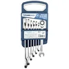 Image de Ferrestock FSKLLG007 Jeu de 7 clés plates à cliquet en chrome vanadium de haute qualité, finition satinée, cliquet 72 dents avec support