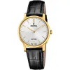 Image de Festina Montre pour Femme F20017/1 Swiss Made Boîtier en Acier Inoxydable Doré Bracelet en Cuir Noir