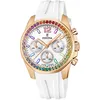 Image de Festina Montre Femme Analogique Silicone Blanc - Quartz Chronographe - Verre minéral Haute résistance - Étanche 10 ATM F20611/2 - Boyfriend Collection
